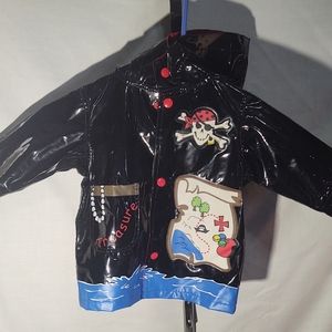 Cute Childs Pirate Rain Coat Black w Red Lining